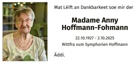 Traueranzeige für Anny Hoffmann-Fohmann