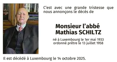 Traueranzeige für Abbé Mathias Schiltz