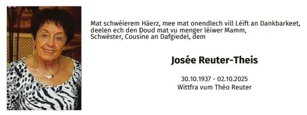 Traueranzeige für Josée Reuter-Theis