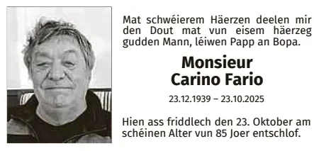 Traueranzeige für Carino Fario