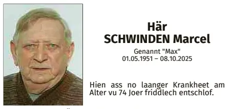 Traueranzeige für Marcel Schwinden