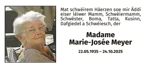 Traueranzeige für Marie-Josée Meyer
