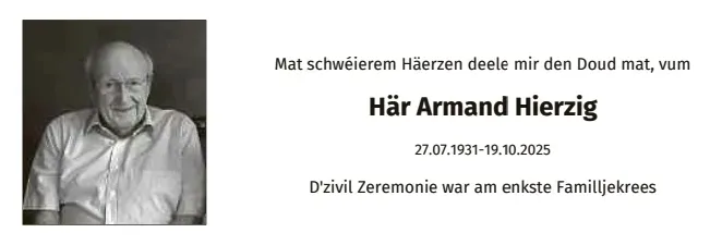 Traueranzeige für Armand Hierzig