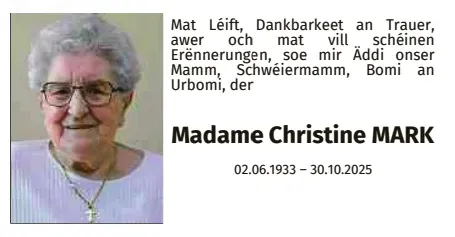 Traueranzeige für Christine Mark