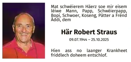 Traueranzeige für Robert Straus