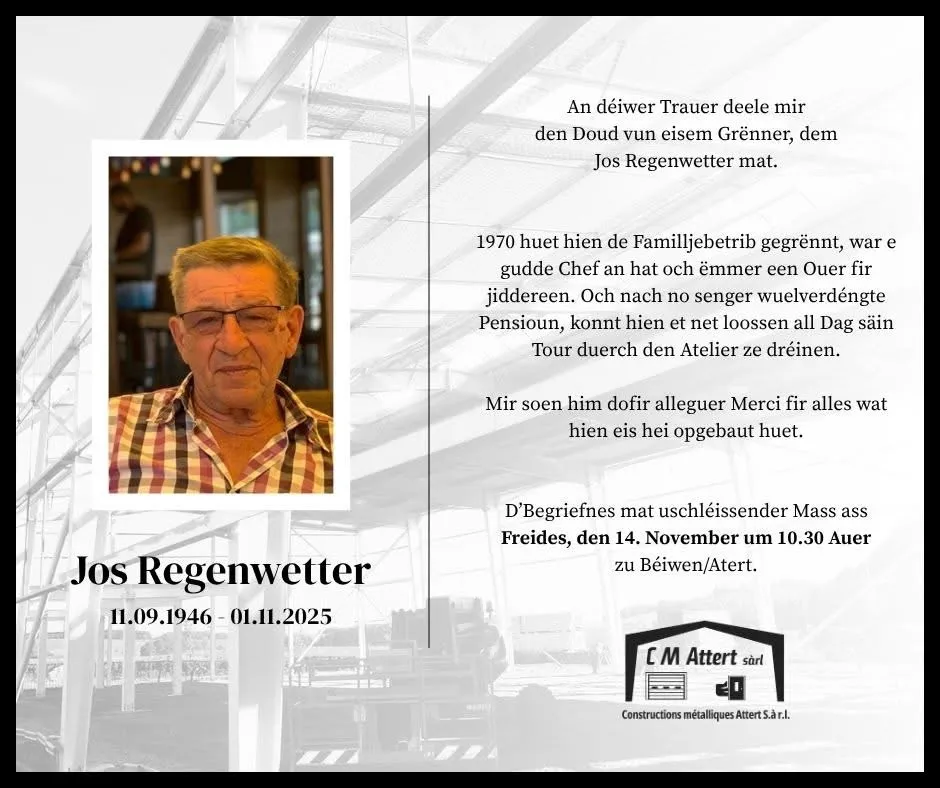 Traueranzeige für Jos Regenwetter