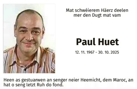 Traueranzeige für Paul Huet
