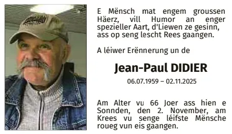 Traueranzeige für Jean-Paul Didier