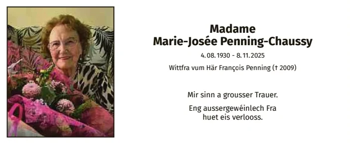Traueranzeige für Marie-Josée Penning-Chaussy