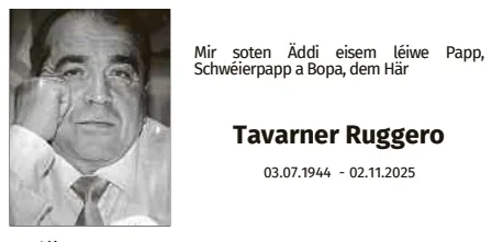 Traueranzeige für Ruggero Tavarner