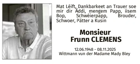 Traueranzeige für Frunn Clemens