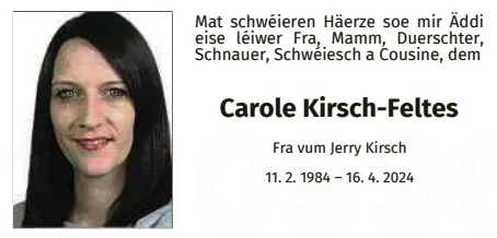 Traueranzeige für Carole Kirsch-Feltes
