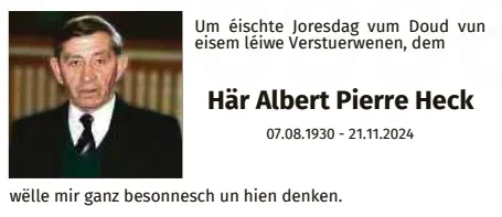 Traueranzeige für Albert Pierre Heck