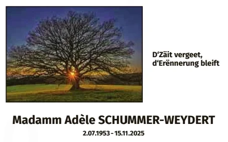 Traueranzeige für Adèle Schummer-Weydert