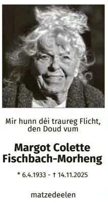 Traueranzeige für Margot Colette Fischbach-Morheng