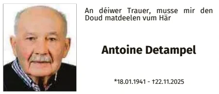Traueranzeige für Antoine Detample