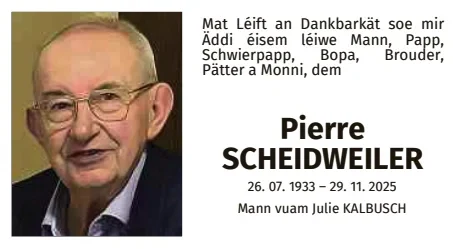 Traueranzeige für Pierre Scheidweiler