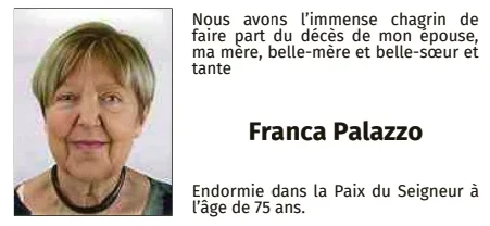 Traueranzeige für Franca Palazzo