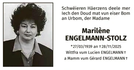 Traueranzeige für Marilène Engelmann-Stolz