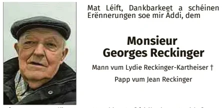 Traueranzeige für Georges Reckinger