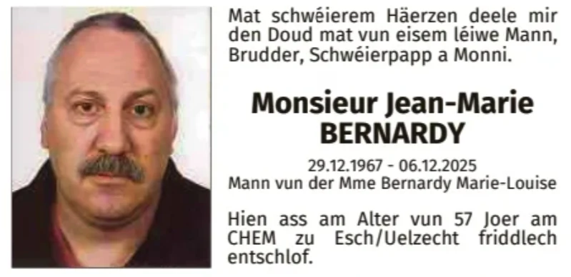 Traueranzeige für Jean-Marie Bernardy