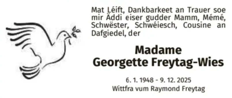 Traueranzeige für Georgette Freytag-Wies