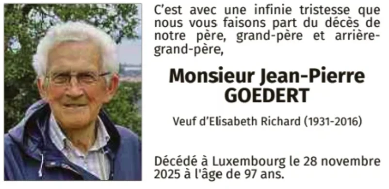 Traueranzeige für Jean-Pierre Goedert