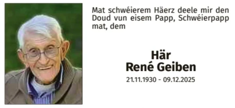 Traueranzeige für René Geiben