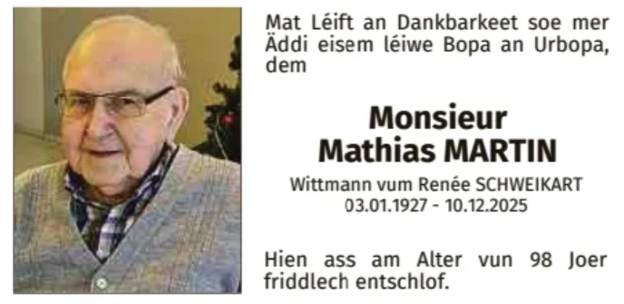 Traueranzeige für Mathias Martin