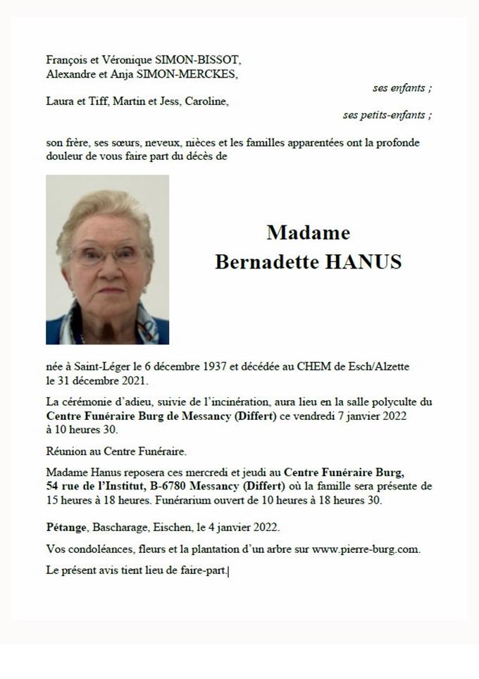 Madame Bernadette HANUS 