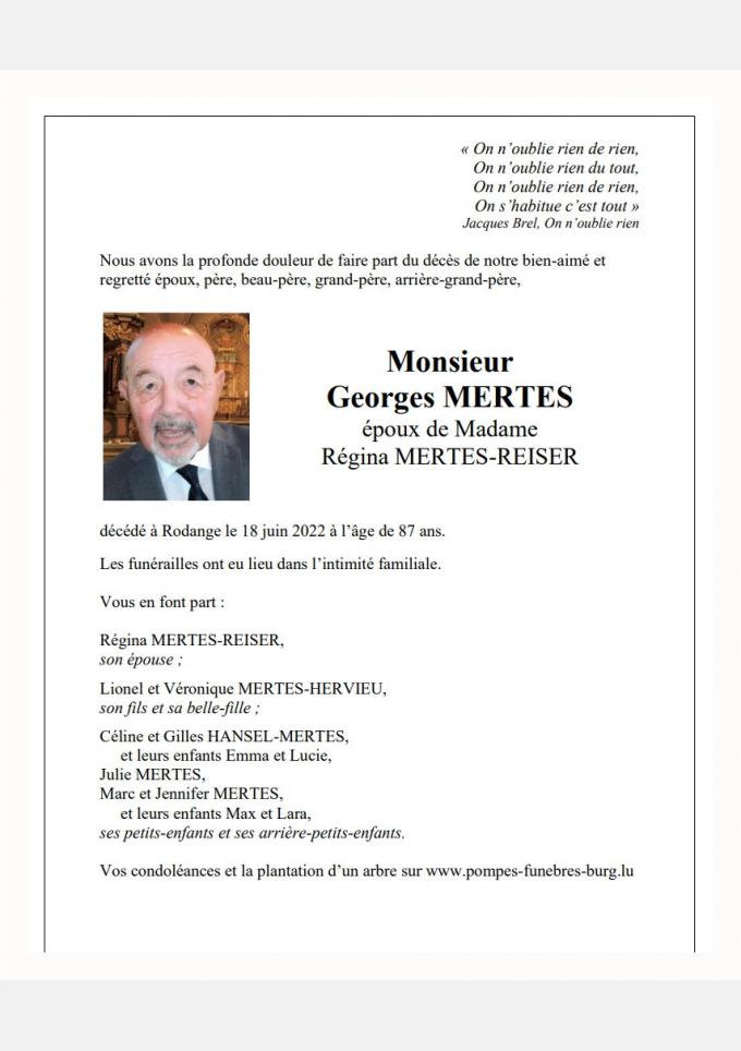 Monsieur  Georges MERTES 