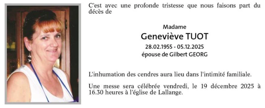 Traueranzeige für Geneviève Tuot