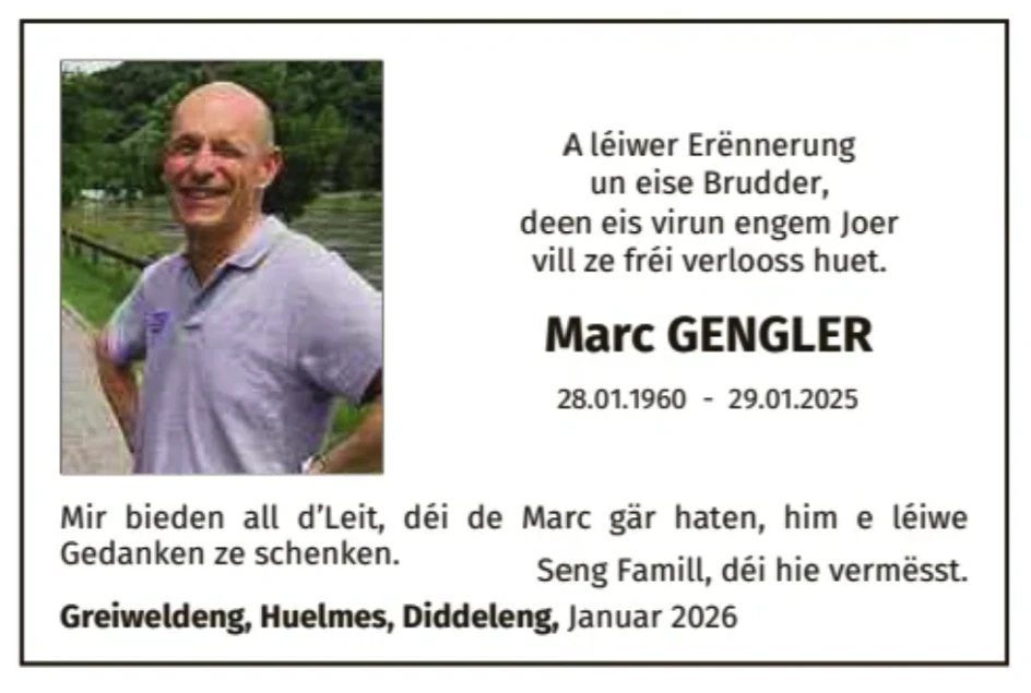 Traueranzeige für Marc Gengler