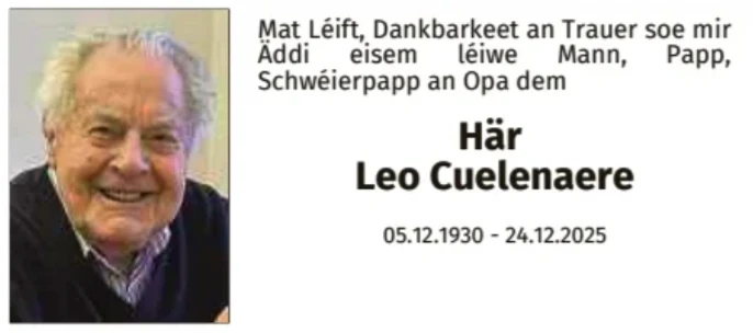 Traueranzeige für Leo Cuelenaere