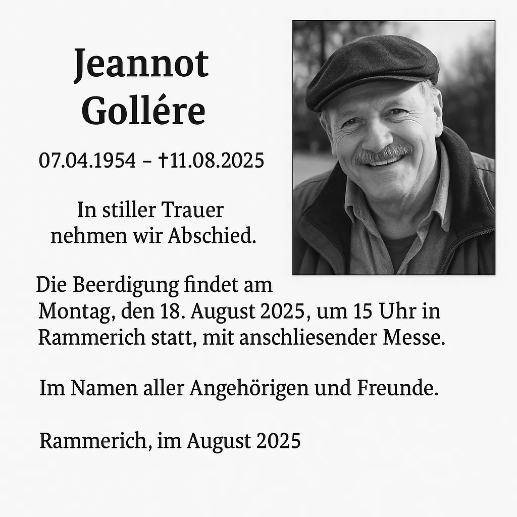 Traueranzeige für Jeannot Gollère