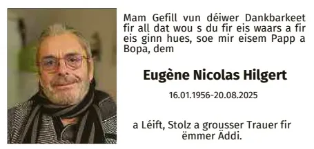 Traueranzeige für Eugène Nicolas Hilgert