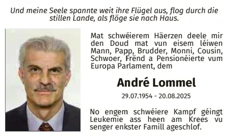 Traueranzeige für André Lommel