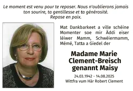 Traueranzeige für Marie Clement-Breisch