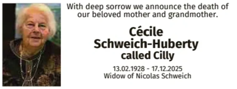 Traueranzeige für Cécile Schweich-Huberty