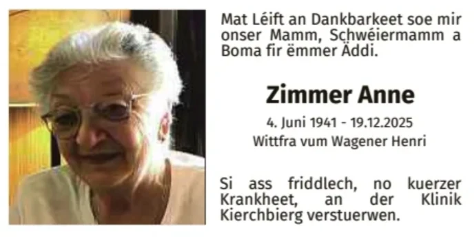 Traueranzeige für Anne Zimmer