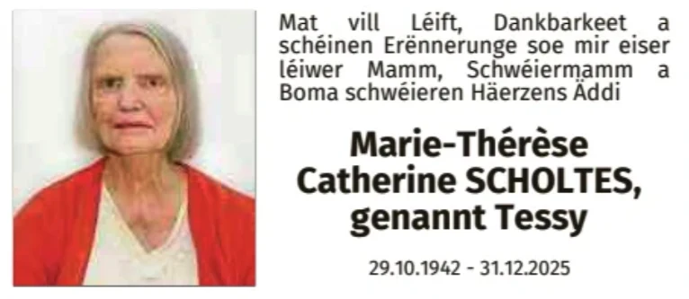 Traueranzeige für Marie-Thérèse Catherine Scholtes
