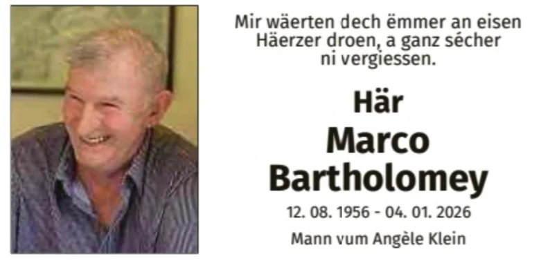 Traueranzeige für Marco Bartholomey