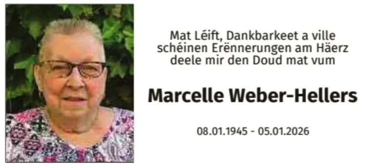 Traueranzeige für Marcelle Weber-Hellers
