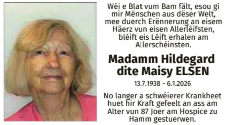 Traueranzeige für Hildegard Elsen