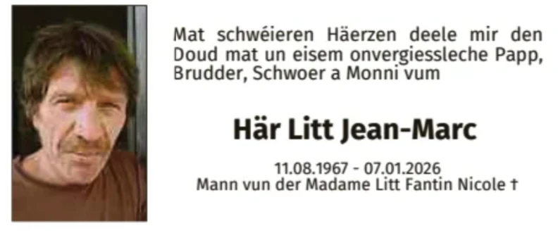 Traueranzeige für Jean-Marc Litt