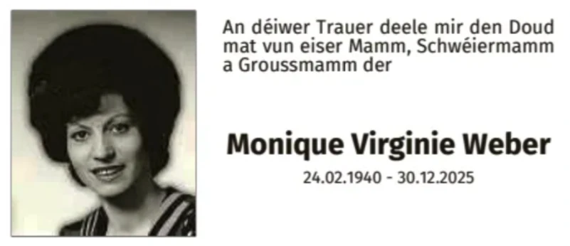 Traueranzeige für Monique Virginie- Weber