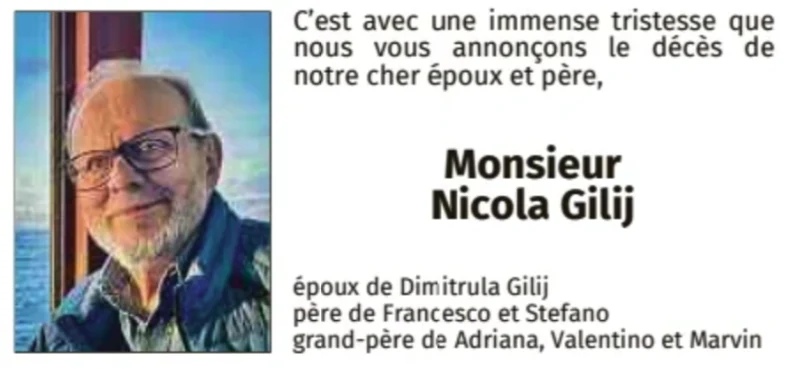 Traueranzeige für Nicola Gilij