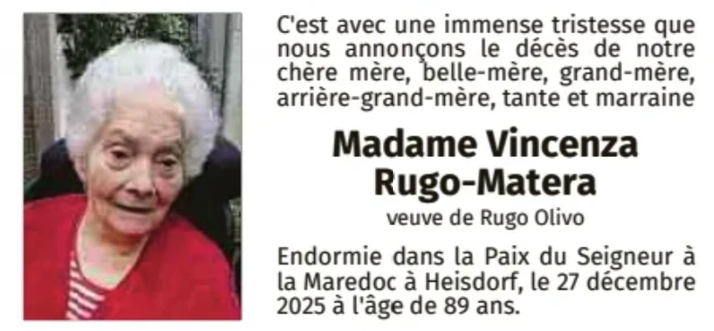 Traueranzeige für Vincenza Rugo-Matera