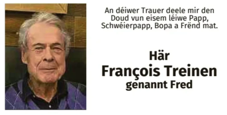Traueranzeige für François Treinen
