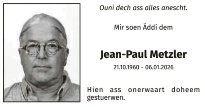 Traueranzeige für Jean-Paul Metzler